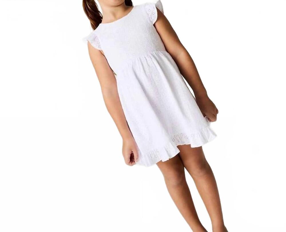 NEW POSH PEANUT girls eyelet tie back ruffled twirl dress in optical white